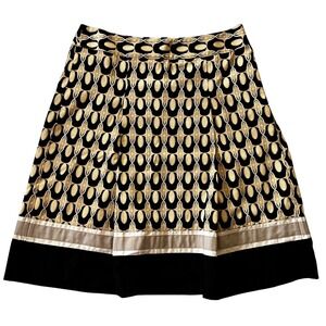 Ann Taylor Skirt Size 2 Black Beige Mod Retro Print Career‎ Casual Cotton